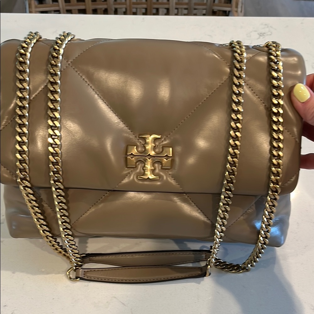 Tory Burch Tan Gold Shoulder Bag with Chain Straps